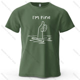 I'm Fine Funny Printed Men's T-Shirt 100% Cotton Oversized Minimalist Cartoon Graphic Tees for Women Tops Tees Streetwear