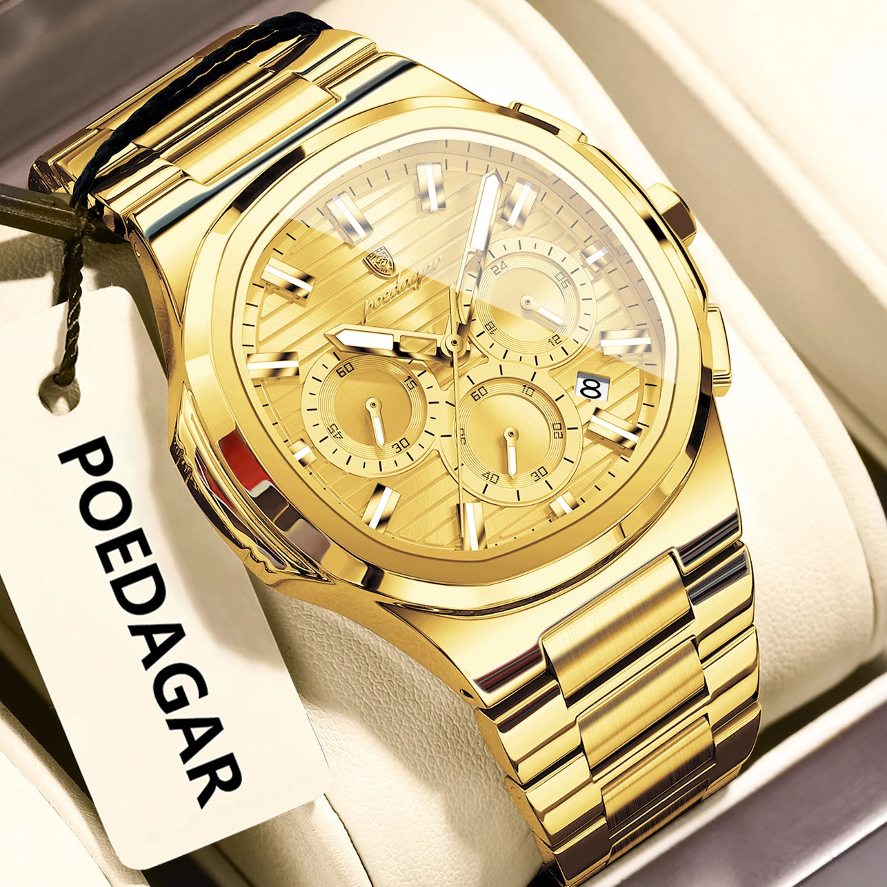 POEDAGAR 834 Men's Luxury Chronograph Watch | Stainless Steel