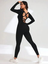 Seamless Long Sleeve Yoga Jumpsuit | Slim Fit Workout Bodysuit