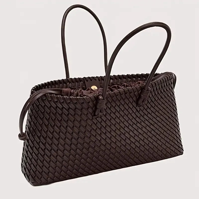 Light Luxury Woven Tote: Large Capacity Women’s Work & Travel Bag