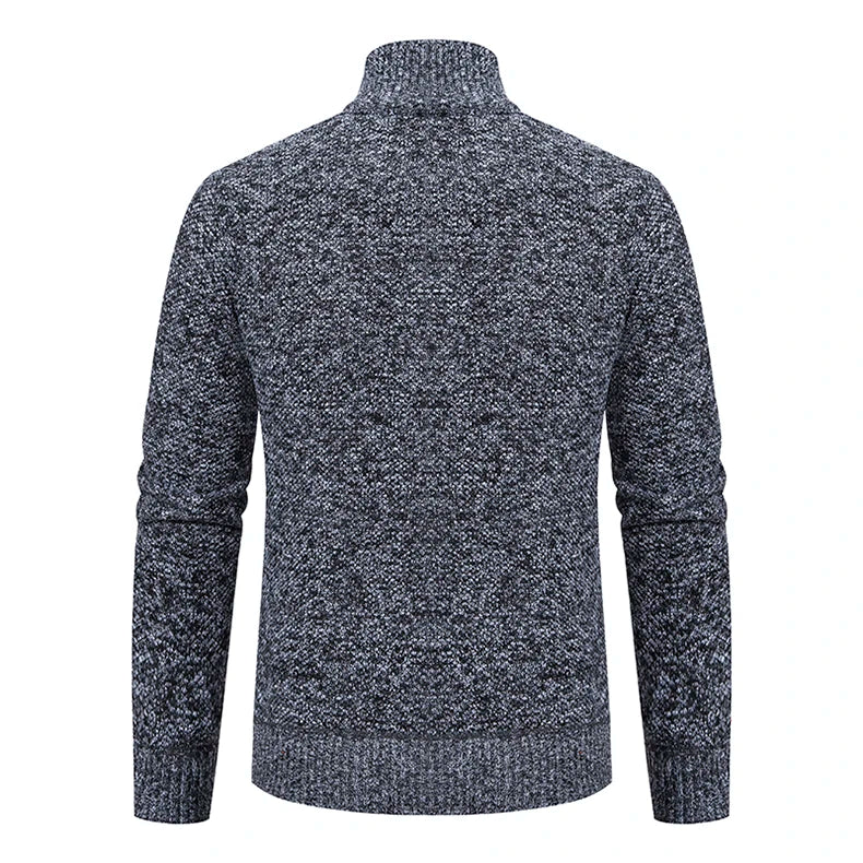 Men’s Fleece-Lined Stand Collar Cardigan