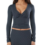 Polka Dot V-Neck Long Sleeve Tee