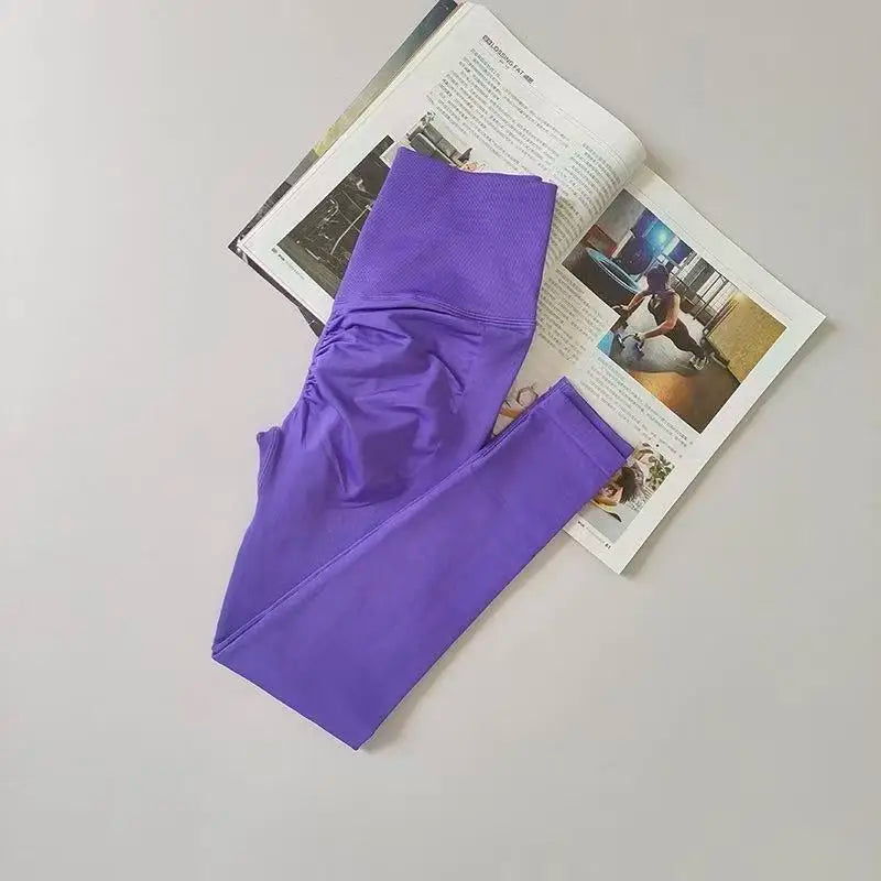 Seamless Sport Yoga High Waist Pants Leggings Sport See Through Yoga Gym Running Quick Dry Pants Scrunch Butt Pants