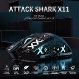 Original Brand ATTACK SHARK X11 Wireless Gaming Mouse Charging Dock PixArt PAW3311 Gaming Sensor, Origin BT/2.4G Wireless/Wired