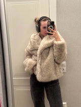 Gradient Faux Fox Fur Overcoat