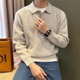 Men's Knit Polo Sweater – Long Sleeve Pullover