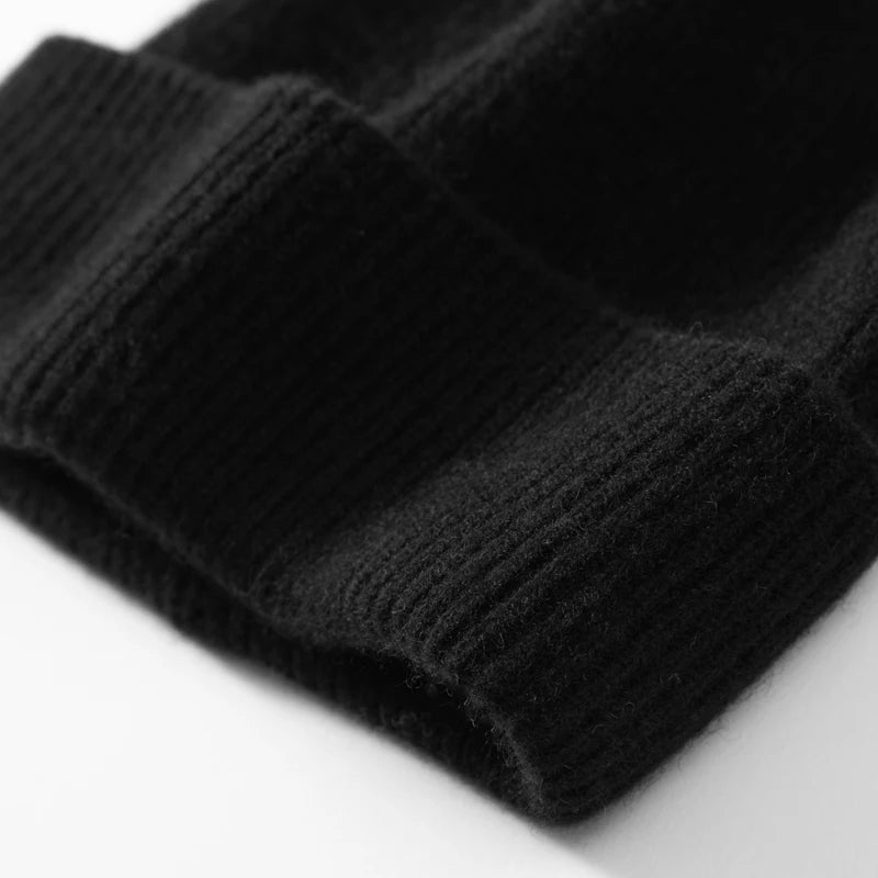 MERRILAMB 100% Cashmere Knit Beanie – Unisex Winter Hat