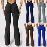 V-Back High-Waisted Flare Leggings