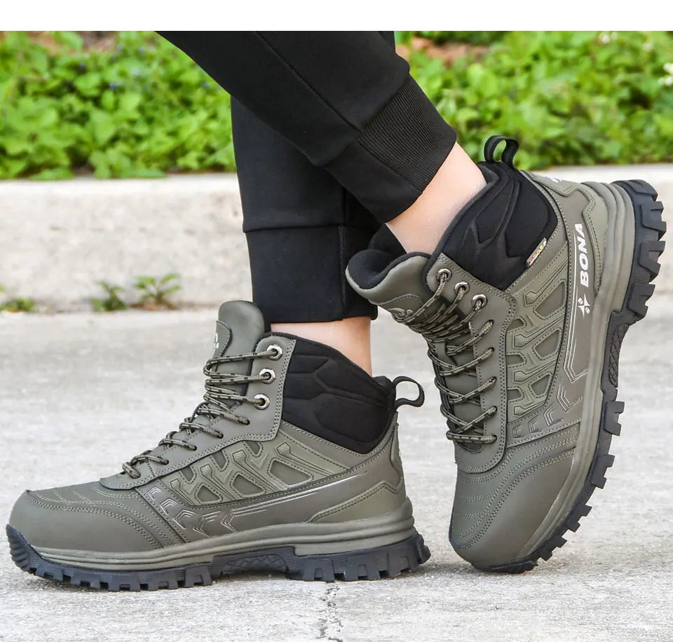 BONA 2023 New Designers Brand Winter Warm Boots Men Plush Nubuck Snow Boots Man High Quality High Top Boots Mansculino Sneakers
