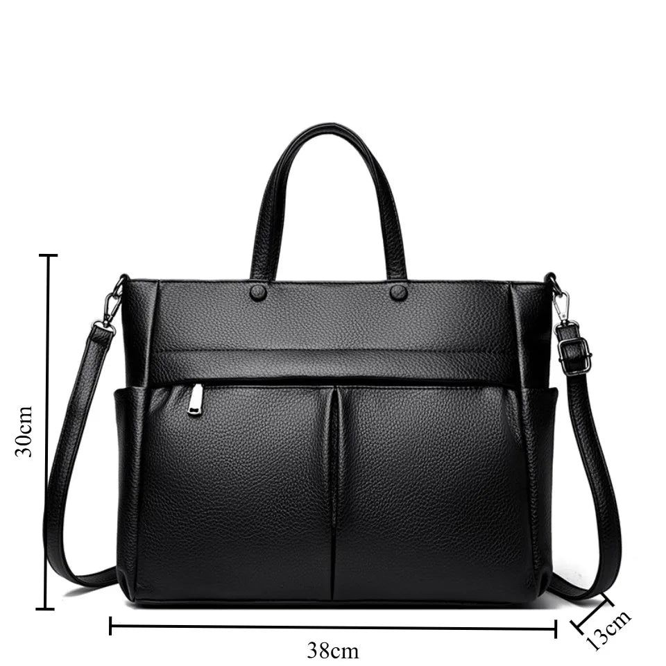 14'' Laptop Business Commuting Handbag Top Quality Materials Ladies Handbag Female Shoulder Bag Put in A4 Magazine and Notebook