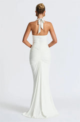 Elegant Deep V-Neck Halter Maxi Dress
