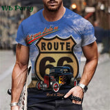 Vintage Route 66 Biker Print Men's Graphic Tee