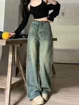 Women's Vintage High-Waisted Wide-Leg Jeans