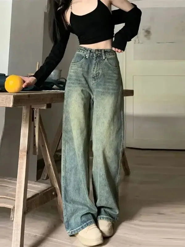 Women's Vintage High-Waisted Wide-Leg Jeans