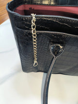 Crocodile Grain Embossed Top Handle Handbag,Luxury Tote Bag,Commute Work Chic Everyday Women Underarm Shoulder Bag,Black,Green