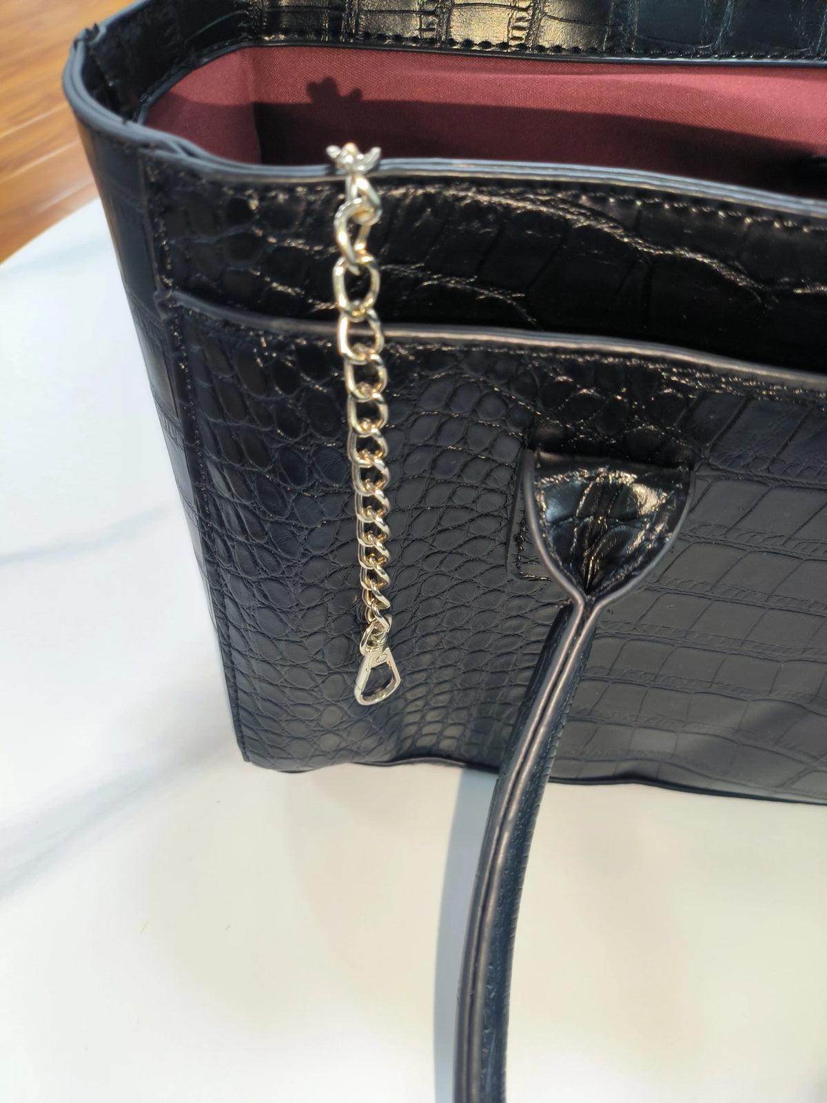 Crocodile Grain Embossed Top Handle Handbag,Luxury Tote Bag,Commute Work Chic Everyday Women Underarm Shoulder Bag,Black,Green