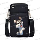 New Mobile Phone Bag Funny Anime Dog Print Shoulder Messenger Bag Women Men Coin Purse Handbag Animal Lover Small Crossbody Bag