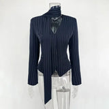 Tuularose 3 Piece Dress Set Women Elegant V-Neck Striped Ribbon Blazer Slim Short Dress Set Fashion Luxury Women Party Dress Set