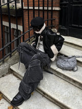 Women's Black Gothic Cargo Jeans – Baggy Harajuku Denim