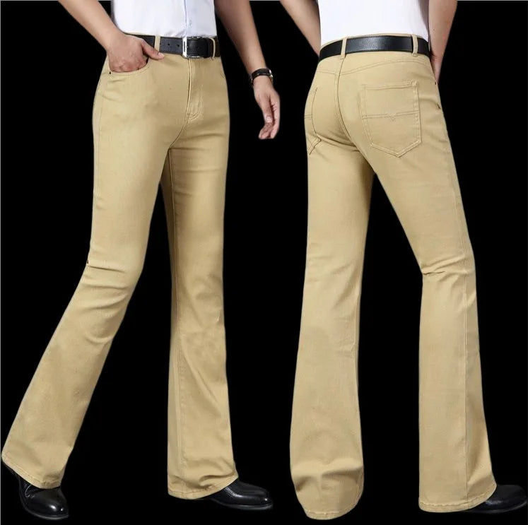 Men's Mid-Rise Flare Jeans | Slim Fit Denim Trousers