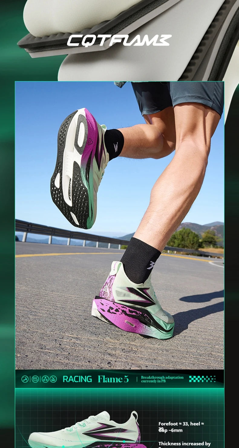 361 Degrees Flame 5 Men's Running Shoes Carbon Plate Breathable Stable Rebound Grippy Durable Marathon Male Sneakers 672612213