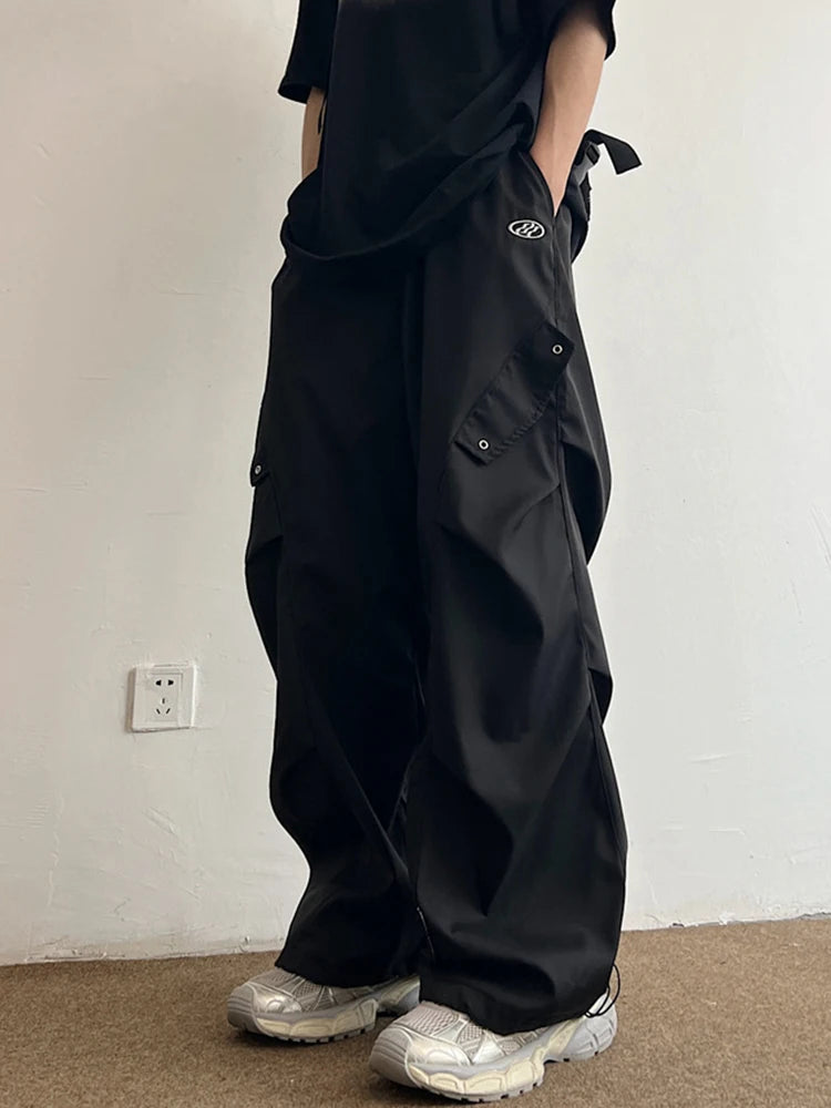 Techwear Parachute Cargo Pants - Men's Hip Hop Wide Leg Streetwear
