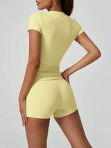 Women's Sculpting Sports Short Sleeve & High-Waist Shorts Set