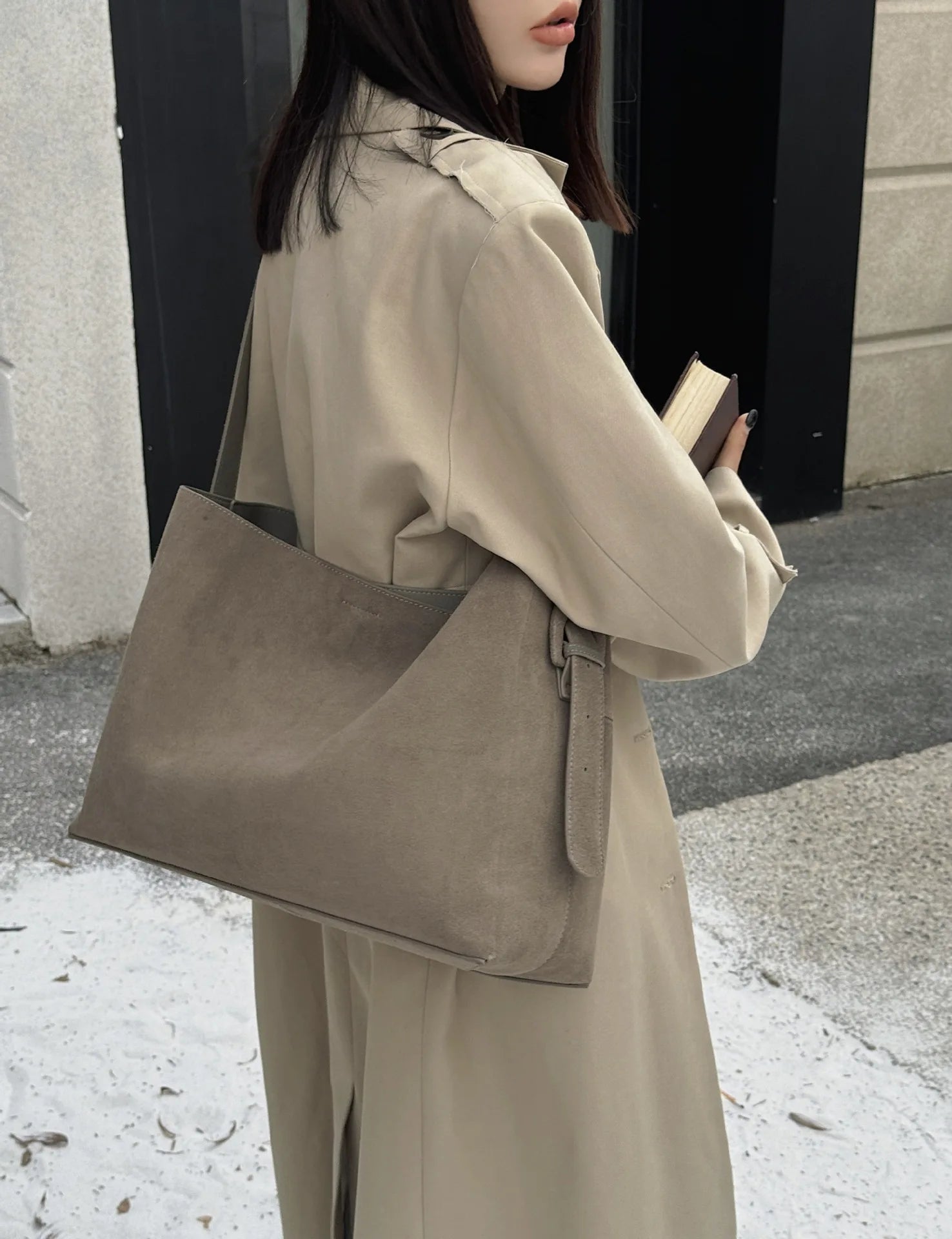 Motingsome Oversize Women Bag Luxury Suede Leather Winter Bags Frosted Cow Skin Handbag and Purses Retro Lady Tote 2024 New