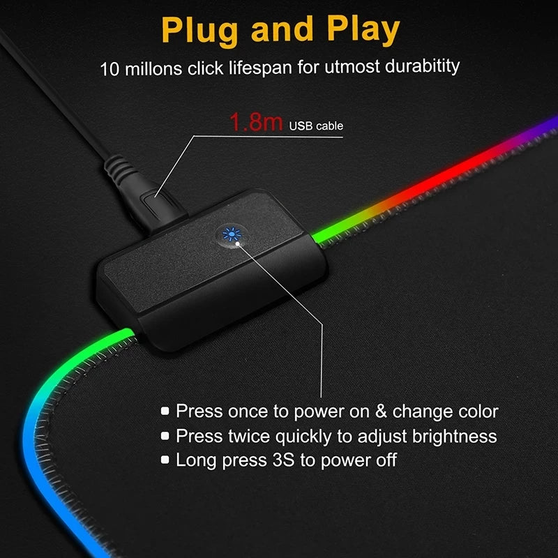 RGB LED Light Mousepad Waterproof Large Gaming Mouse Pad Gamer Mouse Carpet Big Mause Keyboard Pad PC Desk Play Mat with Backlit
