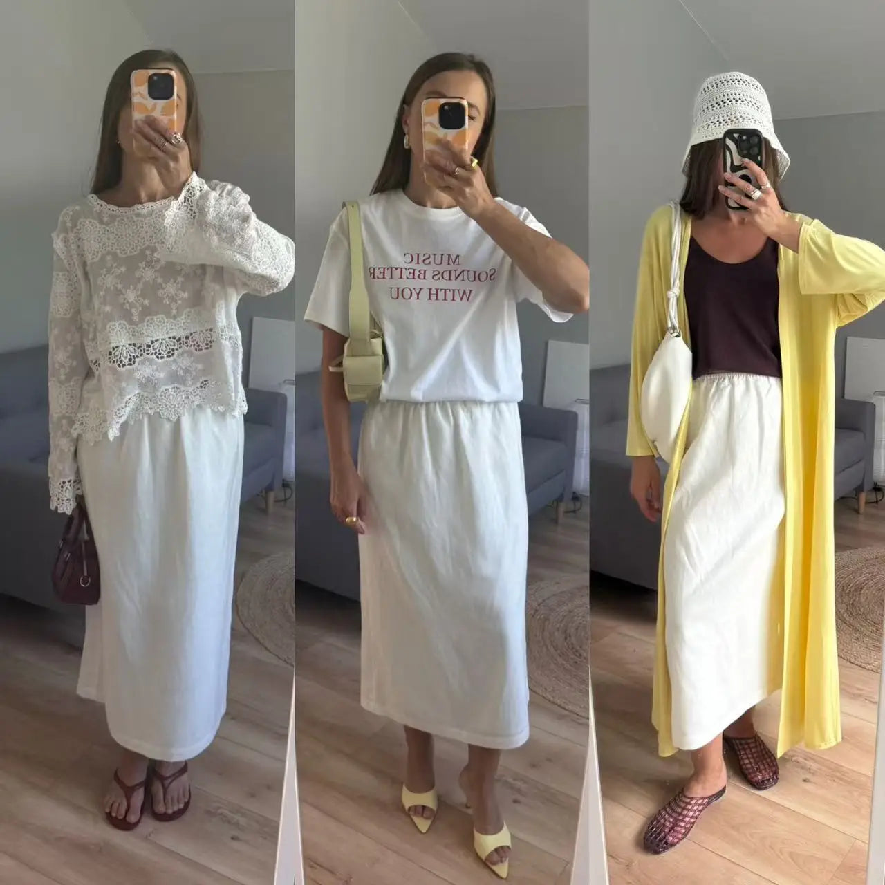 Women's Elegant Linen Midi Skirt – Summer 2025