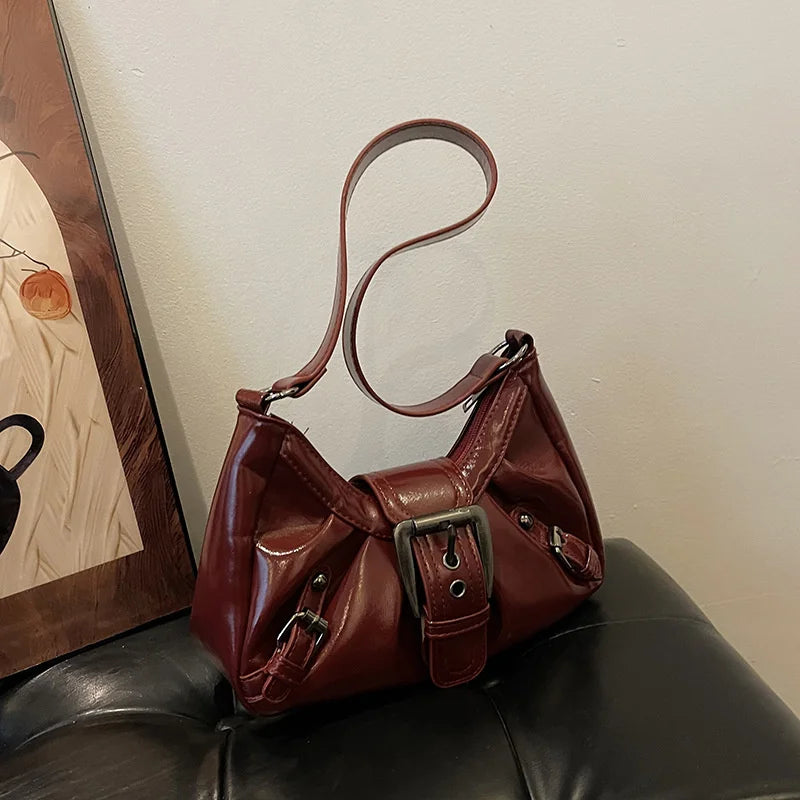 Y2K Retro Pleated Hobo Shoulder Bag for Women Hot Selling Maillard Style Underarm Bag Clutch Handbags for Travel Work Shopping