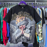 Oversized Rhinestone Cotton Crew Neck T-Shirt