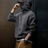Maden Men's Polar Fleece Hoodie with Built-In Face Mask