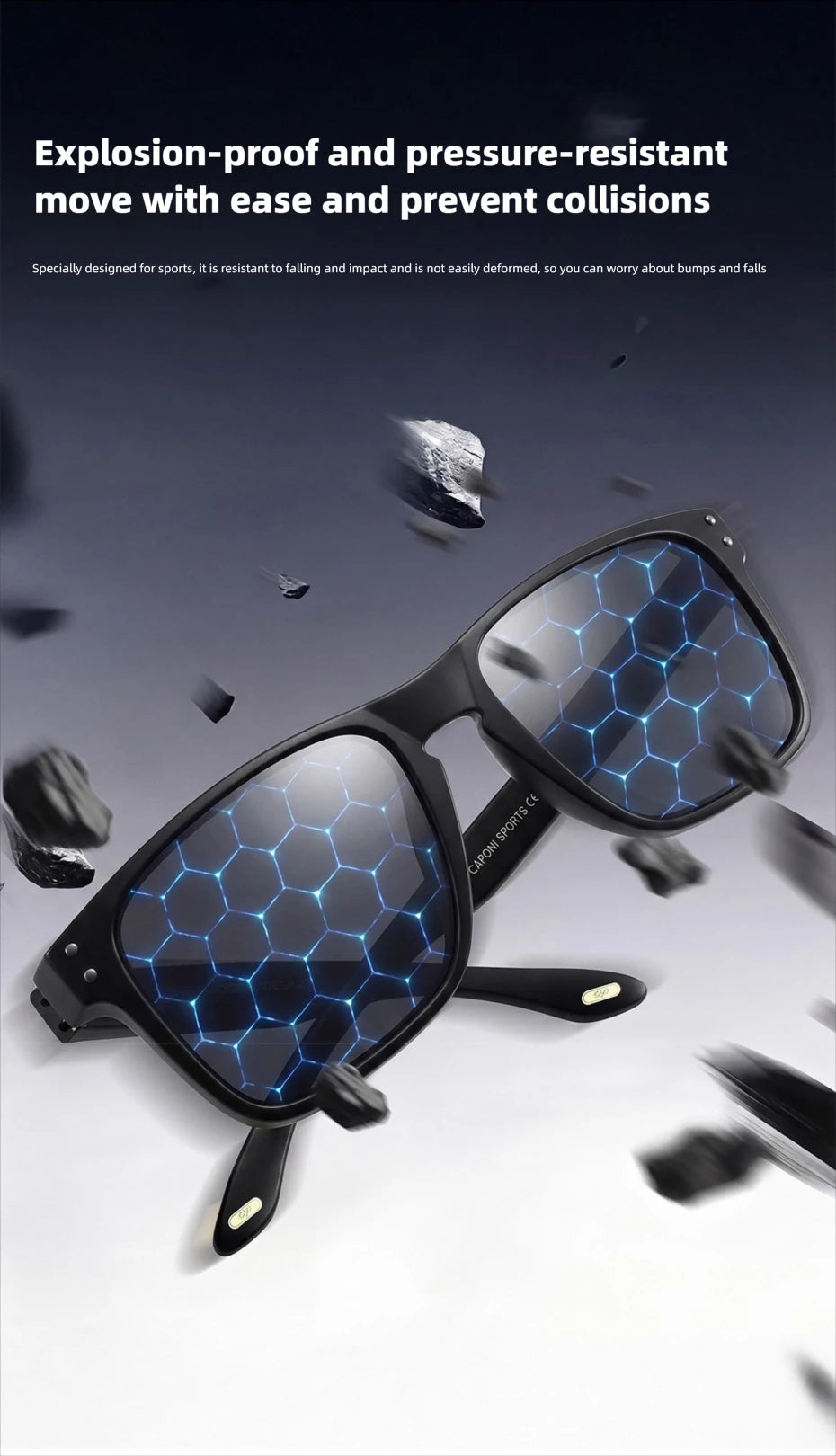 CAPONI Men's Polarized Photochromic Square Sunglasses