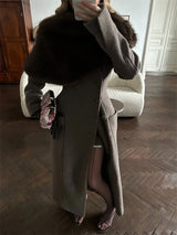 Elegant Fur & Feather 2-Piece Maxi Set