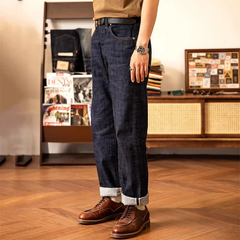 Vintage High-Rise Selvedge Denim Jeans for Men | 14oz