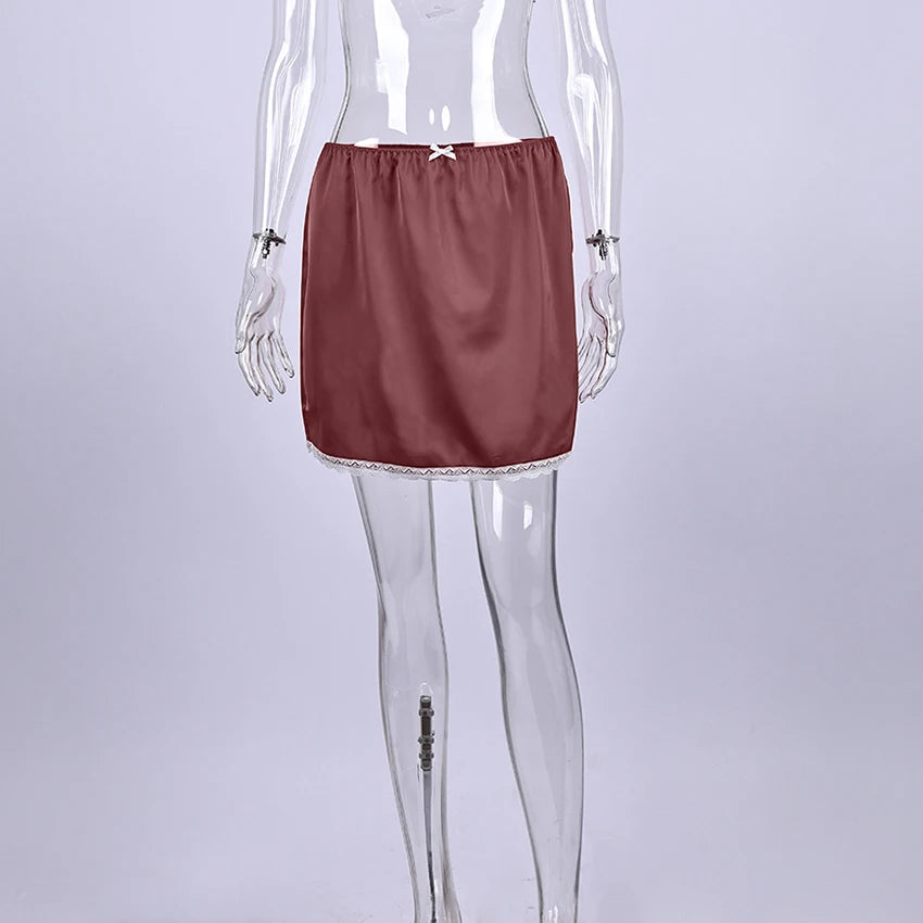 Elegant High-Waist Satin Mini Skirt