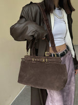 Motingsome 100% Natural Suede Bag Women Tote Luxury Designer Bags Roomy Casual Tote Crossbody Fashionable Handbag and Purses New