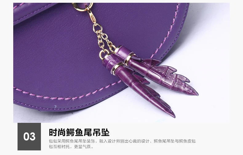 KEXIMA Crocodile Embossed Leather Round Shoulder Bag