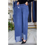 Women's Wide Leg High Waist Stretch Denim Jeans