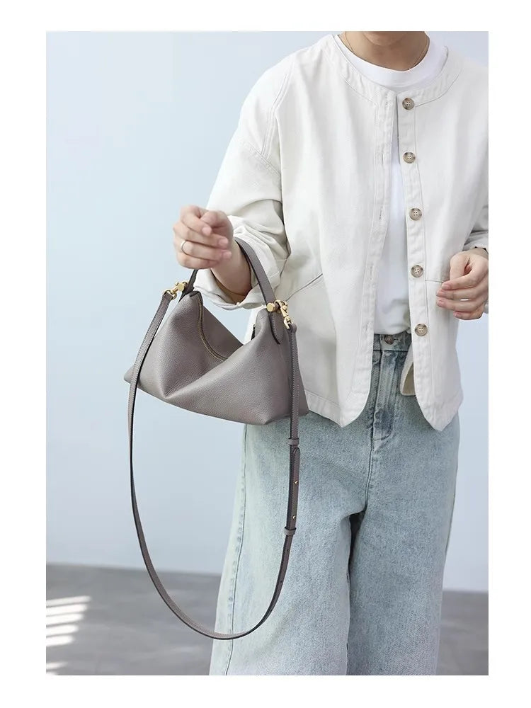 2024 Women Genuine Leather Luxury Handbags Small Size Versatile Cowhide Crossbody Bag Fashion Soft Messenger Purses