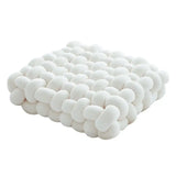Living Room Soft Plush Knot Cushion,Sofa Pillow Solid Square Hand-Woven Home Throw Pillow,Square Woven Seat Cushion