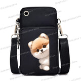 New Mobile Phone Bag Funny Anime Dog Print Shoulder Messenger Bag Women Men Coin Purse Handbag Animal Lover Small Crossbody Bag