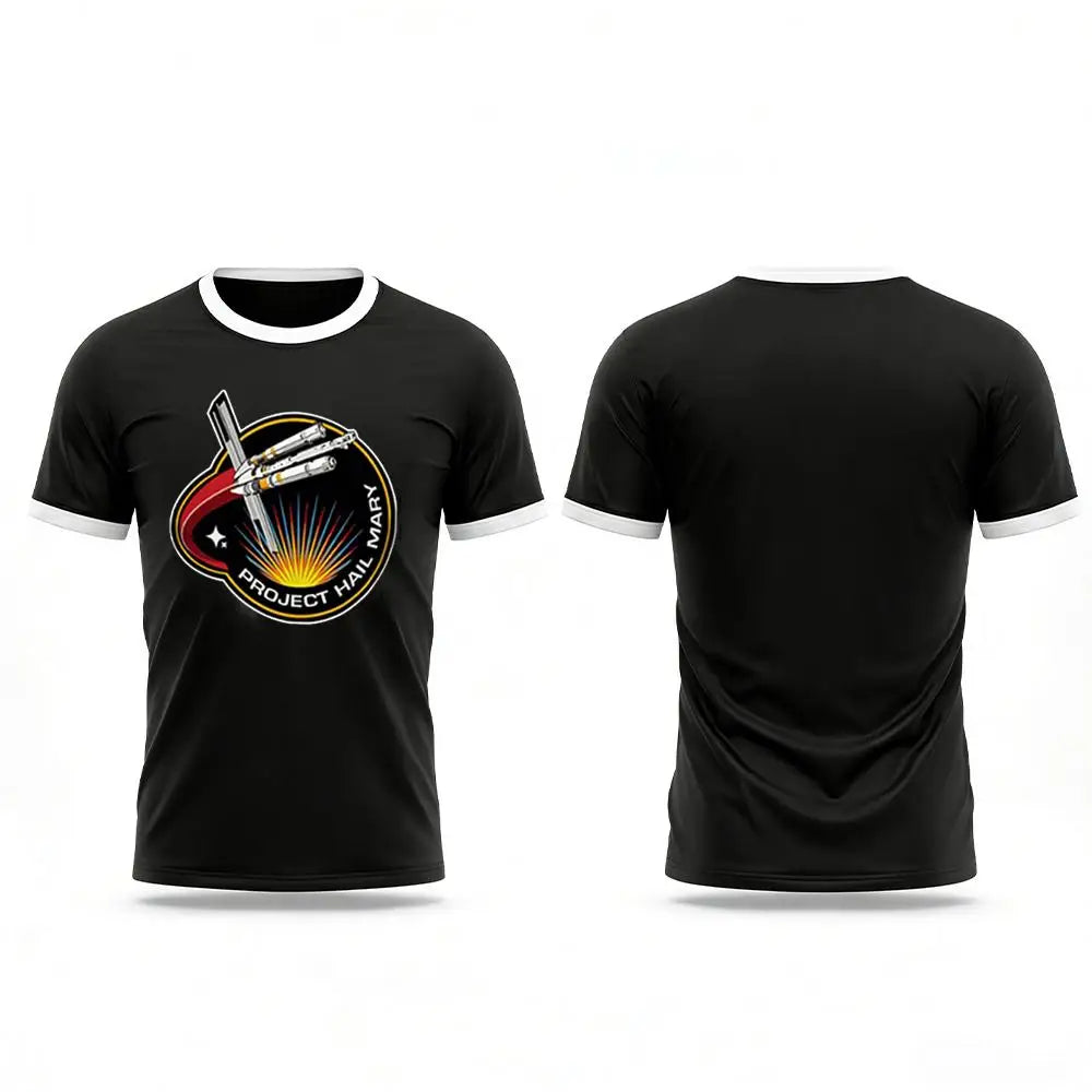 New Project Hail Mary Theme T-shirt Science Fiction Fan Mission Badge Retro Space Pattern Tee Men's And Women's Book Lover Gift