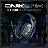 ONIKUMA Wireless Gaming Headset 2.4G/Wired/Bluetooth 3 Modes Bendable HD Mic Soft Ear Pads Immersive Sound for PC/PS4/5 GT808