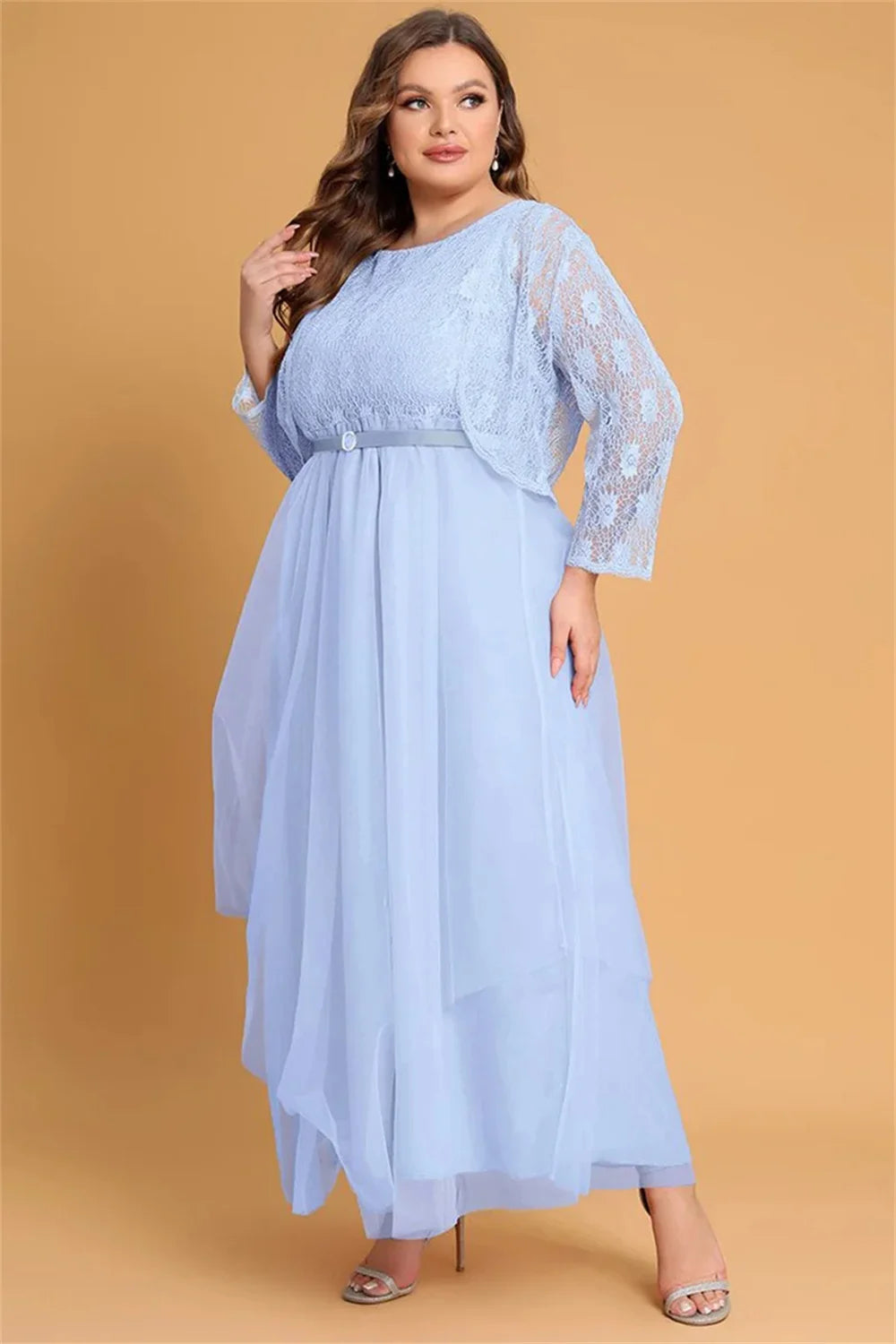 Elegant Sequined Chiffon Maxi Dress