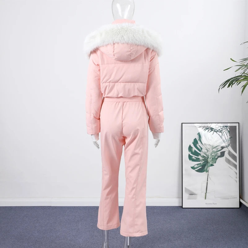 Slim-Fit Hooded Winter Ski Romper