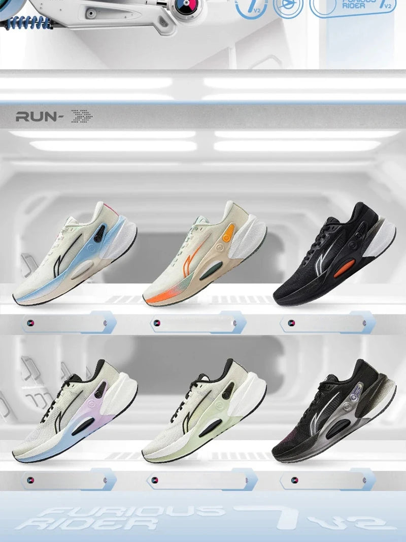 Li-Ning Men's FURIOUS RIDER 7 V2 Stability Running Shoes BOOM FIBER Cushion Stable Support Sport Shoes Wearable Sneakers ARZU003