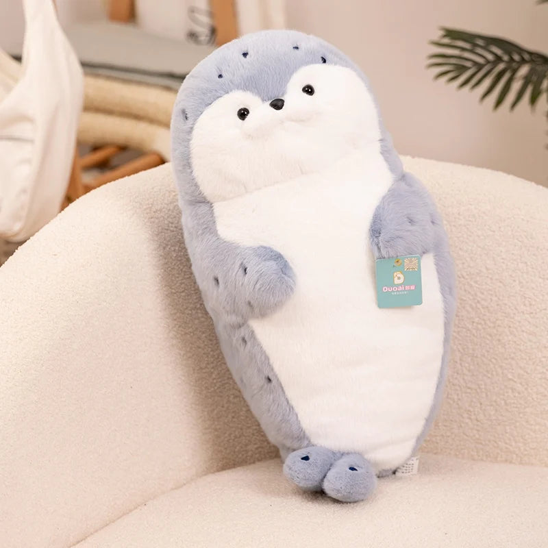 High Quality Cartoon Earphone Seal Sea Otter Plush Toy Ball Round Cushion Throw Pillow for Kids Birthday Gift School Nap Sleep