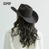 USPOP Wide Brim Wool Cowboy Hat – Unisex Felt Fedora